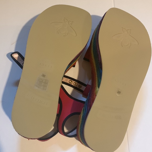 Gucci Women’s GG Multi Color Platform Sandals in red - Picture 8 of 8